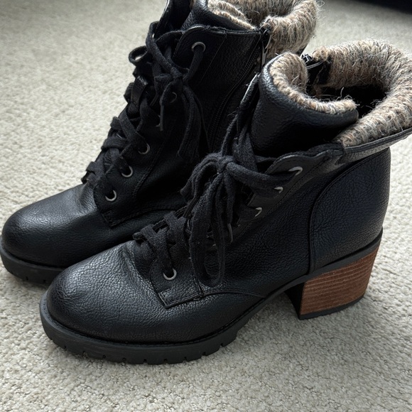 Black Lace-Up Ankle Boots - Picture 1 of 9